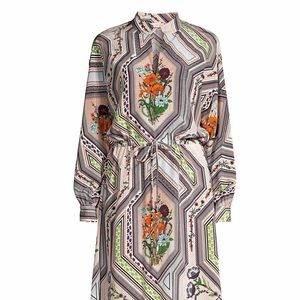 Tory Burch geometric floral midi dress NWT